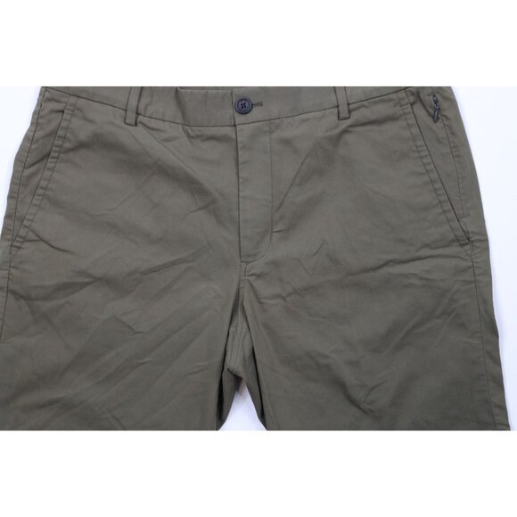 Kit & Ace Mens Size 32 Distressed Flat Front Above Knee Tech Chino Shorts Olive - Picture 3 of 13
